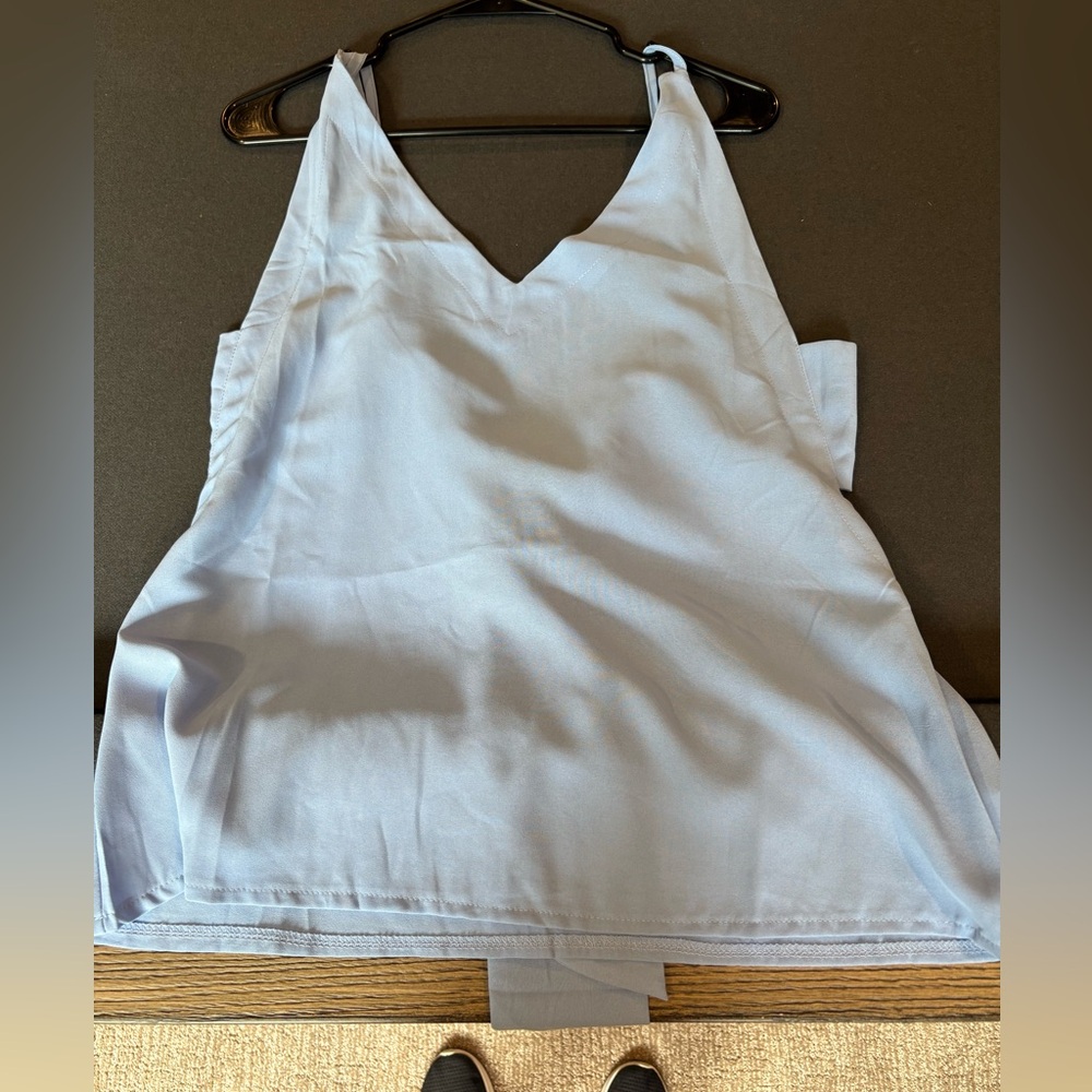 Elegant Sky Blue V-Neck Tank Top